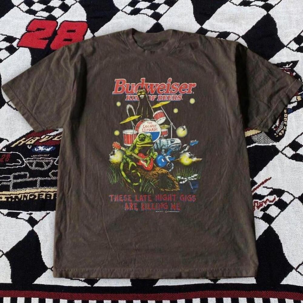 Gildan Men Brown T-Shirt, Brown Budweiser Frogs ¸ Graphic Tee